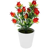 Gatuida Bonsái de Granada Realista en Maceta Ramas de Fruta Artificial para Decoración de Oficina y Eventos, Accesorio Natural para Centro de Mesa y Hogar