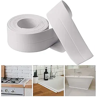 Upkaranwale Oil & Waterproof Caulk Tape Strip, PVC Self Adhesive Caulking Sealing Tape for Kitchen Sink Toilet Bathroom Shower and Bathtub 3.2m*3.8cm (1pcs) Multicolor