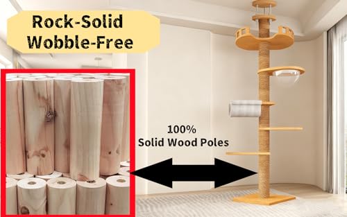 Torre para gatos ajustable de madera sólida 17x16x122 pulg miniatura 3