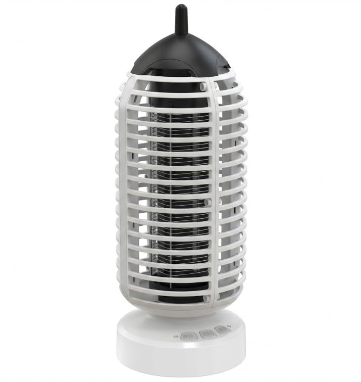 Lámpara Antimosquitos 4500V, Mata Moscas Eléctrico Exterior, Anti Mosquitos Impermeable, Ideal para Patio, Jardín y Camping (Blanco-1)