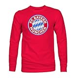FC Bayern Munich Football Club Soccer Premium Cotton Long Sleeve Shirt (US, Alpha, Medium, Regular, Regular, Red)