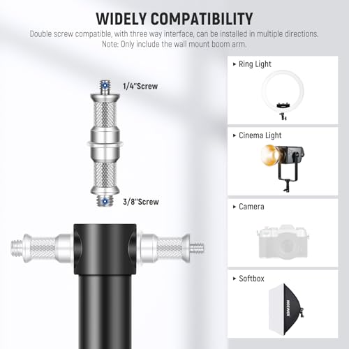 Image of NEEWER Ring Light Wall Mount Boom Arm, 22 inch-46 inch /55-116cm, Aluminum Alloy