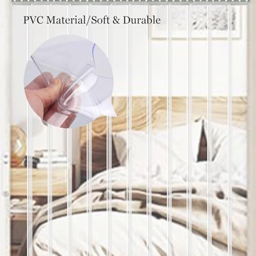 Rideaux de porte en PVC transparent – Lamelles verticales pour garage, grange, magasin, congélateur, entrepôt, écurie, cour – 135 x 290 cm – Installation facile et résistant aux intempéries