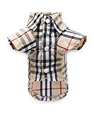 DroolingDog Small Dog Plaid Shirt Polo Shirts Dog Tee Shirts for Small Dogs Boy, XL, Brown