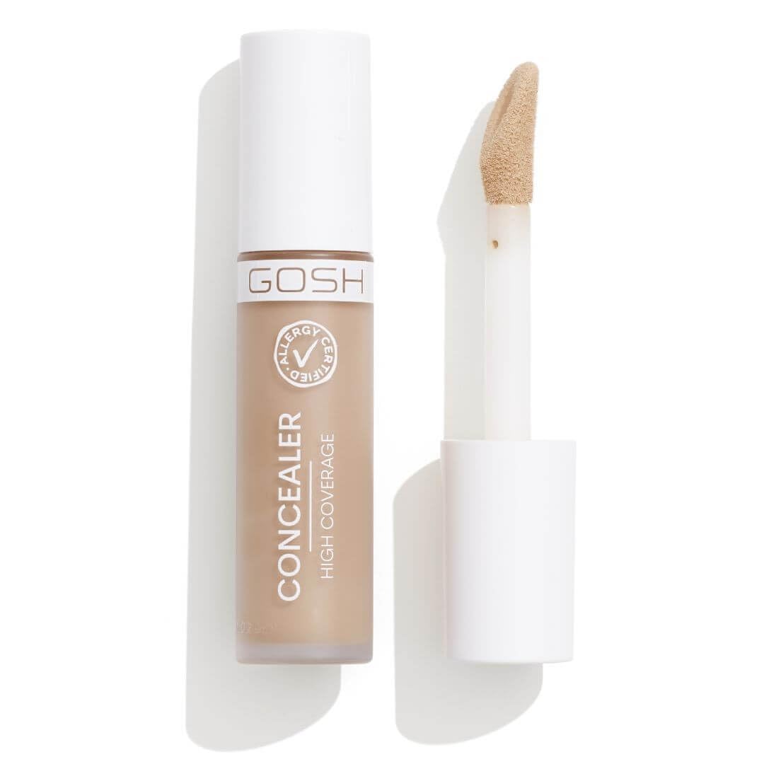 GOSH Korektor High Coverage 004 Natural I wysoka siła krycia I płynny korektor do zakrywania cieni pod oczami, zaczerwienienia i zanieczyszczeń dla skóry wrażliwej, długotrwały i wegański, do usuwania