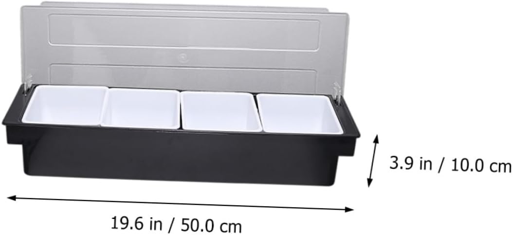 POPETPOP Divided Plastic Fruit Compartment Storage Box with Four Sections Freshness Keeping Container for Kitchen and Bar Food Organization