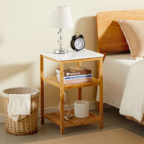 Sinwant End Table Set Of 2,Side Table,Nightstand,Bamboo 3-Tier Bedside Table,Sofa Table, Night Stand For Living Room,Bedroom #TOP3