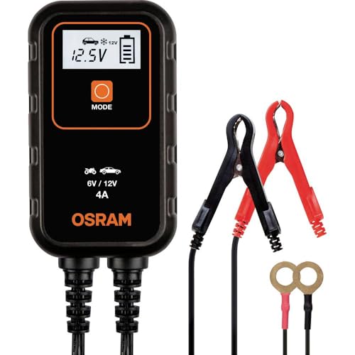 OSRAM BATTERYcharge 904, caricabatterie intelligente 4A e mantenitore di carica, per batterie di piccole dimensioni, 12v