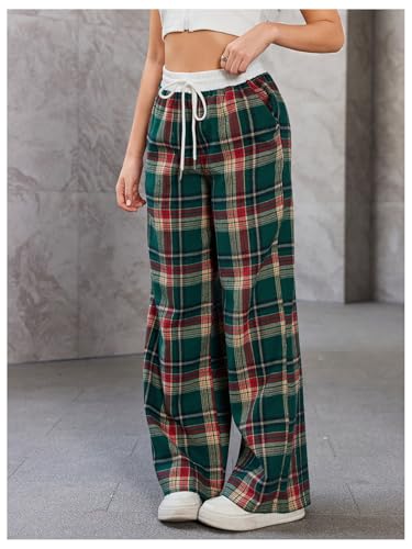 Image of SOLY HUX Women's Plaid Checkered Pants Flannel Pajama Pants with Pockets