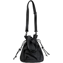 Drawstring Pleated Crossbody Bag-Lightweight Nylon Shoulder Tote for Women,Casual Slant Hanging Bag, Adjustable Strap,Ideal for Sports,Work,Travel,Shopping,Leisure,Black
