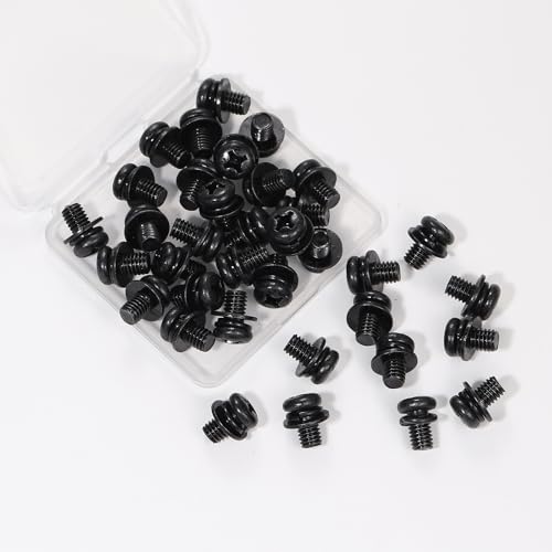 Image of 40 PCS Vesa Screws, VESA Compatible M4x10mm TV /Monitor Wall Mount Screws for 75x75mm and 100x100mm Brackets. Phillips Head M4 x 10mm Black with Washers (40, M4 x 10mm)