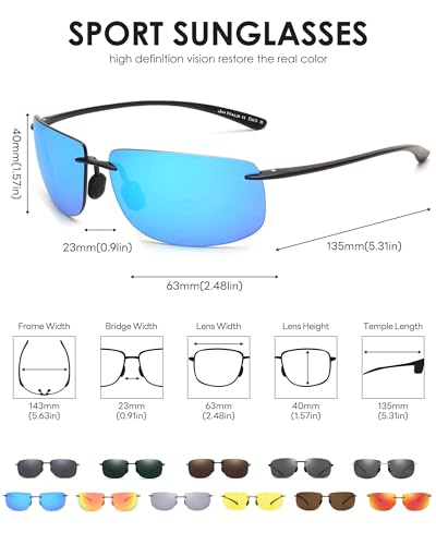 Image of JIM HALO Sport Sunglasses Men Womens TR90 Rimless for Driving Running Golf | Polarized /Non polarized,Lightweight,17g /0.6oz,Rectangle,Wrap Around,Cycling,Fishing,Outdoor Activities