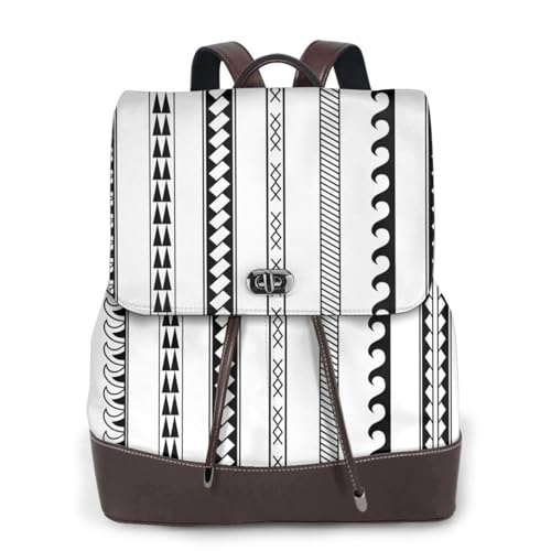 Sac à dos en cuir noir imprimé rayures luxe femme