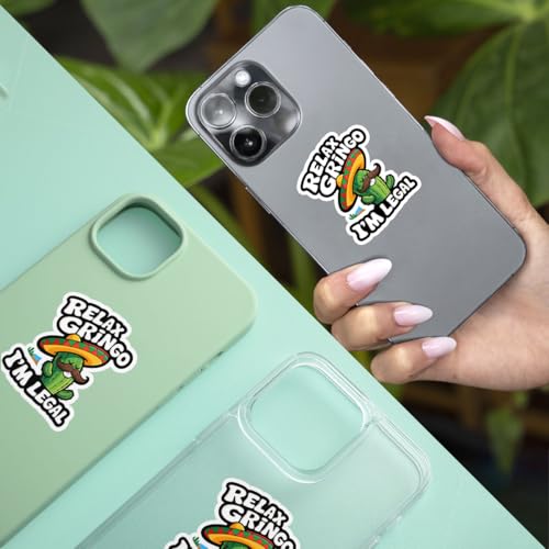 Image of 3Pcs Relax Gringo Im Legal Sticker, Relax Gringo I'm Legal Sticker for Car, Relax Gringo Calcomanias De Mexico Funny Immigrant Calcomanias Mexico Mexican Cactus Stickers for Truck Car Helmet (N1)