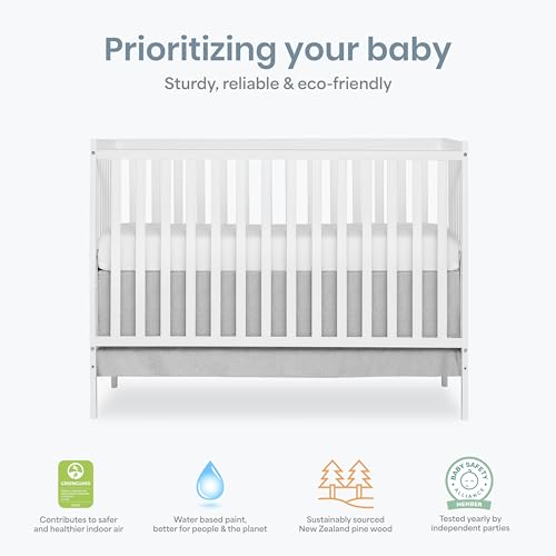 Dream On Me Synergy 5-in-1 Convertible Full-Size Baby Crib with Toddler, Day & Full Bed Conversion in White, GreenGuard Gold & BSA, 3 Mattress Heights, Sustainable Pinewood - Image 6