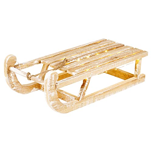URBNLIVING Holzschlitten mit LED-Beleuchtung, Weihnachtsdekoration, 50...
