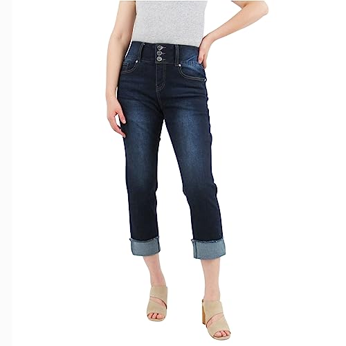 3 Button Tummy Control Capri with Folded Hem