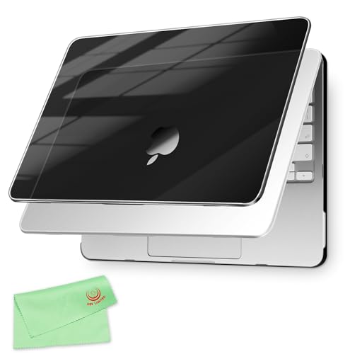 UESWILL Custodia per MacBook Neo 13' con chip A18 Pro modello A3404 Release 2026, cover rigida in cristallo lucido + panno di pulizia in microfibra, nero
