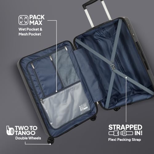 Image of American Tourister Robotech | Medium Size Check-in Trolley Bag (67 cm) | 360 8 Wheel Travel Luggage | Hard Case Polycarbonate (PC) Suitcase | Recessed TSA Lock | Black