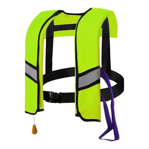 Chaleco de rescate automático para adultos, chaleco de rescate inflable automático con hebilla ajustable, con bandas reflectantes y silbato, chalecos de rescate deportivos acuáticos, sin gas CO2