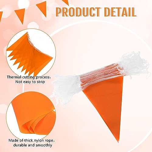 Image of Preboun 400 ft Solid Pennant Banner Flags 240 Pcs String Hanging DIY Triangle Bunting Bulk Garland for Grand Opening Carnival Birthday Party Decoration Outdoor(Orange)