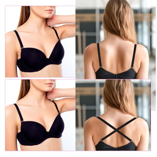 Women's Non-slip Bra Straps, 3 Pairs Adjustable Straps Elastic Bra Shoulder Straps Replacement Decorative Bra Straps White/Skin/Black Color Bra Straps Holder for Women Girls Strapless Bras Underwear4