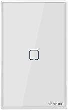 Interruptor de luz de parede inteligente WiFi,SONOFF T0US1C-TX 1 Gang Interruptor Interruptor de Luz de Parede Inteligente APP APP / Controle de Toque Temporizador EUA Padrão Painel Interruptor Inteligente Compatível com o Home / Nest