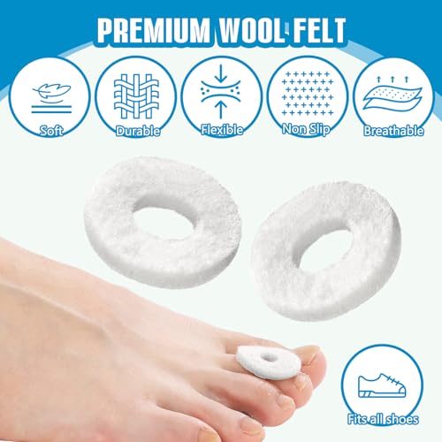 Image of Breling 120pcs Corn Cushions Callus Pads Soft Felt Oval Corn Removers Cushions Protectors for Feet Self Stick Adhesive Foot for Toes Relief Pain from Blisters Heel Frictions (White,Oval)