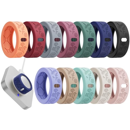 YWXTW Floral Cover for Oura Ring 4/3/ 4 Ceramic/Samsung/Ultrahuman, Support Charging Silicone Ring Protector for Women/G - Detailed View