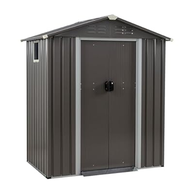 JY QAQA 5x3 FT Metal Outdoor Garden Storage Shed,Waterproof Metal Garden Sheds with Window and Lockable Double Door,Weather Resistant Steel Tool Storage House Shed for,Garden,Patio,Lawn