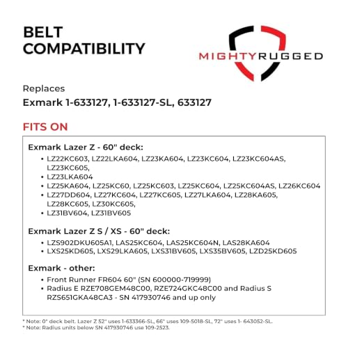 Image of MightyRugged 1-633127 Deck Belt for Exmark Lazer Z 60 in, 1-633127-SL