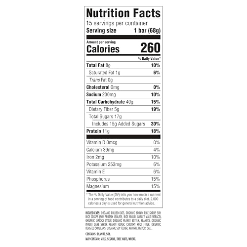 CLIF BAR - Energy Protein Bars - Crunchy Peanut Butter - Made with Organic Oats - Energy Bars - Non-GMO - (15 Pack)