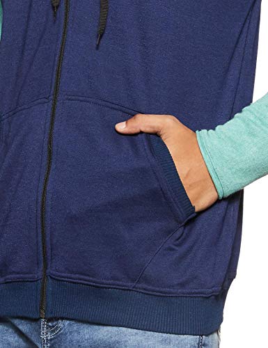 Image of Teemoods Men's Cotton Fleece Sleeveless Hooded Jacket - Casual Zip Up Vest for Gym Workout, Running, Aerobics, Yoga - Regular Fit with 2 Pockets