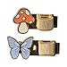DesignWorks Ink Set of 2 Electroplated Pen Clips/Holders, Butterfly + Mushroom