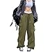 FENGQIYUNHAI Cargo Pants Women Baggy Parachute Pants Woman Mutil Pockets Loose Fit Y2K Casual Pants for Women ArmyGreen