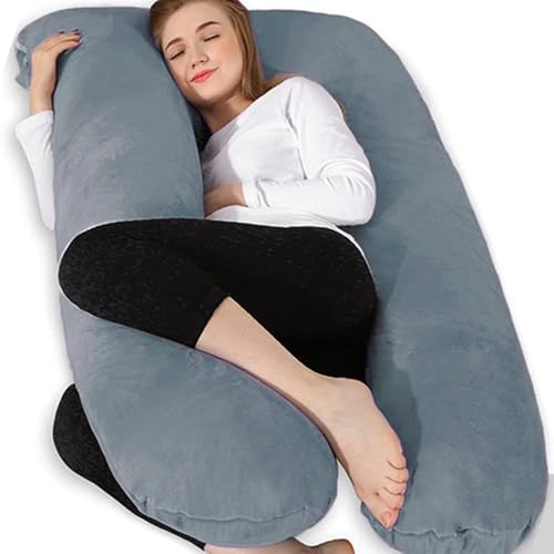 Chilling Home Schwangerschaftskissen, U Form Seitenschläferkissen mit Bezug U Kissen Stillkissen groß Lagerungskissen, Kissen für Frauen und Seitenschläfer(Schwarz Blau)