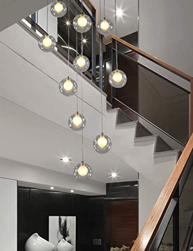 Lustre moderne à 12 bulles suspendues en verre pour grand espace