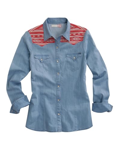 Tin Haul Western Shirt Womens L/S Aztec M Blue 10-050-0060-0605 BU
