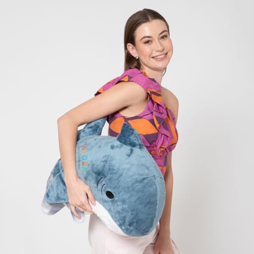 Image of ADORA Stuffed Toy Shark Cat Soft Plush Toy, 50cm, Grey and White Stuffed Animal Plush Toy