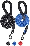 2-Pack SEVENPENCE 5ft Poignée en mousse rembourrée Poignées réfléchissantes Poignés en nylon robustes sans tirer Poignets en nylon résistant pour chiens petits et moyens Entraînement à pied 1/2 pouce (Noir/Blue)