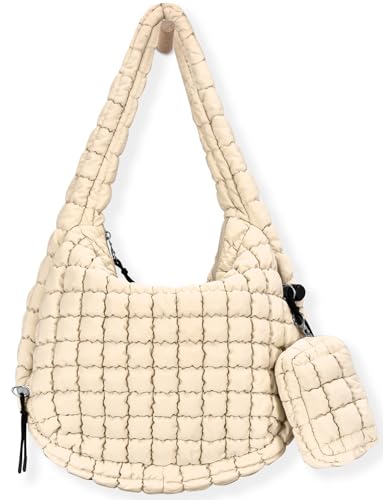 Image of GASSDA Puffer Tote Bag for Women Large Quilted Puffy Lightweight Carryall Crossbody Tote Bag for Women
