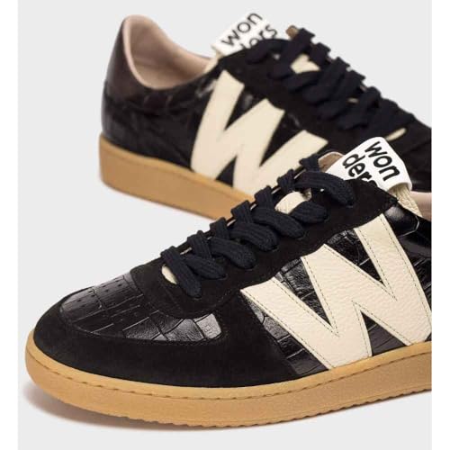 Wonders Para Mujer. AP-2002 Zapatillas Nubia 02 Negro (38), Plano, Cordones, Casual - 4