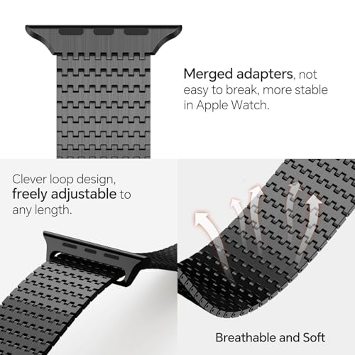 BEAEN Magnetic Mesh Loop Band Compatible with Apple Watch Band 49mm 46mm 45mm 44mm 42mm 40mm 41mm 38mm Men Women, Stainless Steel Adjustable Metal Strap for iWatch Series 10 9 8 7 6 5 4 3 2 1 Ultra SE - Image 3