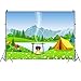 SADFA Cartoon Camping Backdrop 5x3ft Summer Camping Bonfire Campfire Party Camp Tent Theme Birthday Party Decoration Wild Nature Outdoors Hiking Climbing Sign Guitar Backpacks Background Photo Props