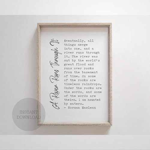 Farmhouse Frame Wood Sign, Norman Maclean A River Runs Through