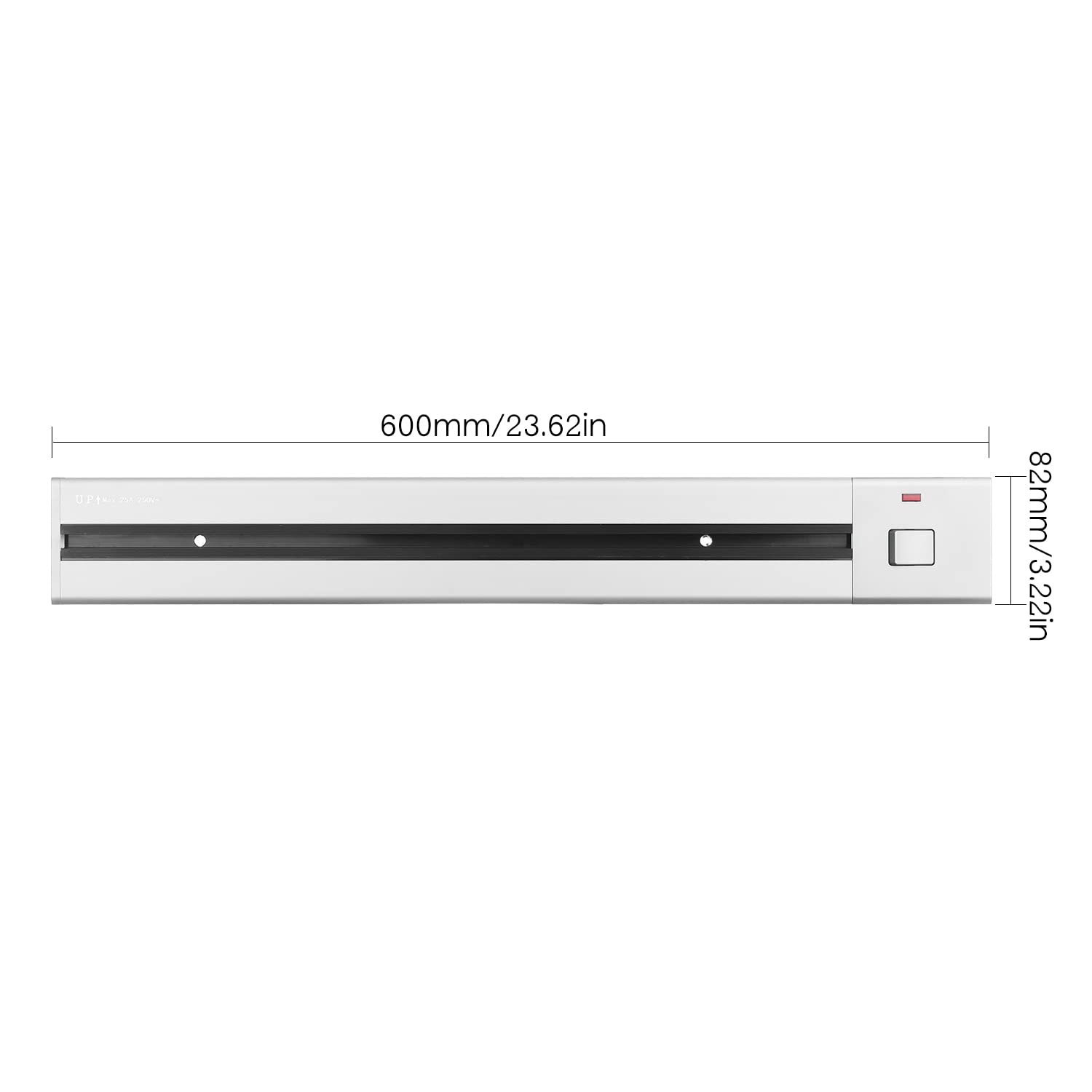 Szyna do gniazd wtykowych, natynkowa, 60 cm, szyna do gniazd kuchennych ze stopu aluminium, przedłużenie gniazdka ściennego, szyna ślizgowa, współpracuje z ruchomym gniazdkiem