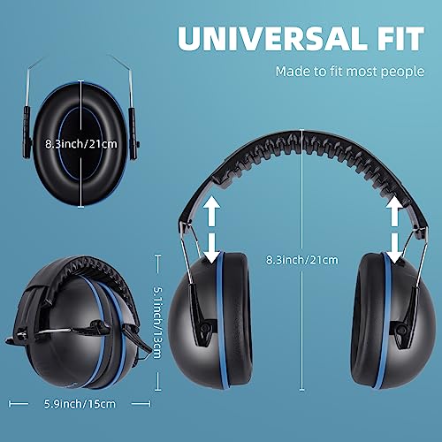 Noise Cancelling Ear muffs for Shooting Ear Protection, SNR 35dB Noise Reduction Headphones for Adult Kids Autism, Adjustable Sound proof Hearing Protection for Shooting Mowing Construction(Blue) - Image 4