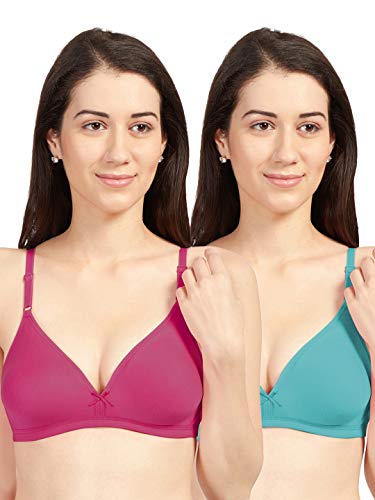 Image of SONARI Omania Womens Non-Padded Cotton Polyester Bras - Solid, Non-Wired, Medium Coverage, Hand Washable (Pack of 2)