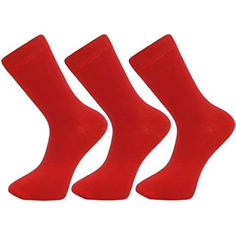 3 Pairs Comfortable New Casual Formal Mens Rich Cotton Plain Socks - Red Cover