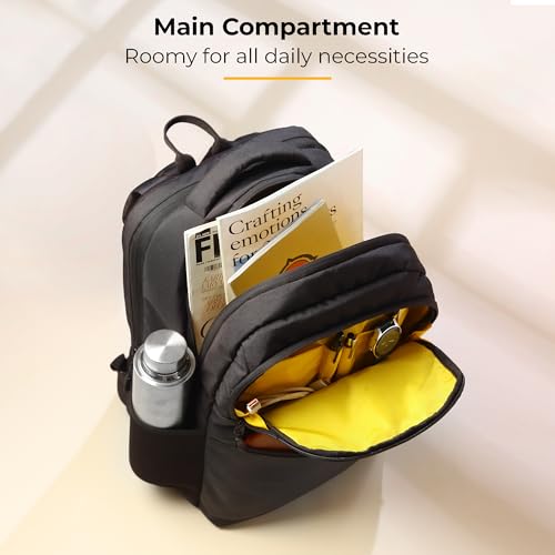 Image of GadgetBite Veltro Laptop Bag 25 Ltrs Large 4 Compartment Laptop Backpack Travelling Bag for Men and Women College Travel Bag Durable Leather Office Bag with Trolley Sleeve & Bottle Pockets - D Black